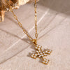 Wholesale Women's Stainless Steel Cross Pendant Necklace With Geometric Pattern And Electroplating Treatment