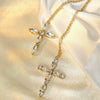 Wholesale Women's Stainless Steel Cross Pendant Necklace With Medieval Style And Electroplating