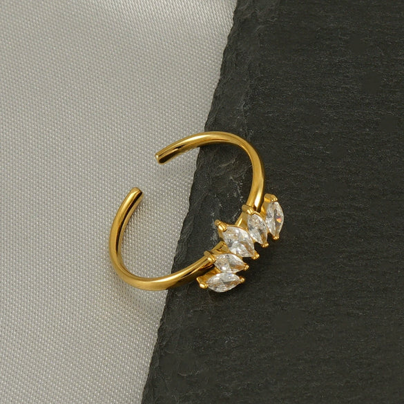 Wholesale Women's Stainless Steel Crownshaped Zircon Ring With Electroplating And Light Luxury Design