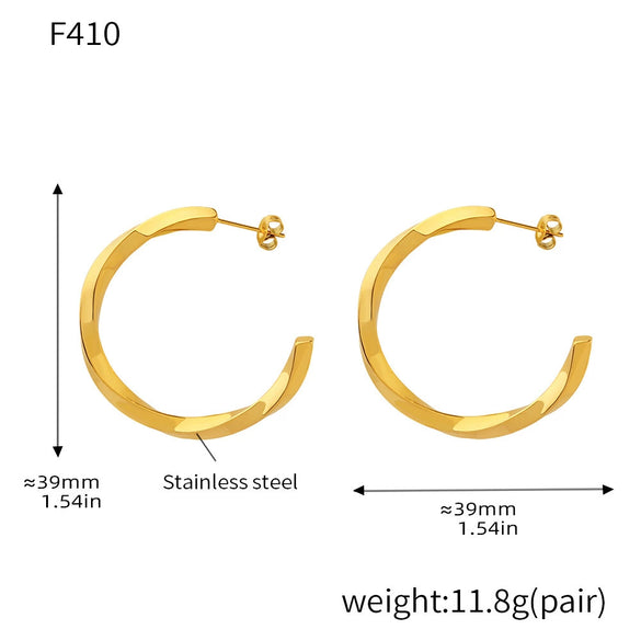 Wholesale Women's 316L Stainless Steel Cshaped And Ushape Geometric Electroplated Earrings