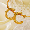 Wholesale Women's Stainless Steel Cshaped Hip Hop Earrings With Geometric Pattern And 18K Gold Plated Treatment
