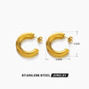 Wholesale Women's Stainless Steel Cshaped Hip Hop Earrings With Geometric Pattern And 18K Gold Plated Treatment