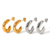 Wholesale Women's Stainless Steel Cshaped Hollow Geometric Earrings 18K Goldplated