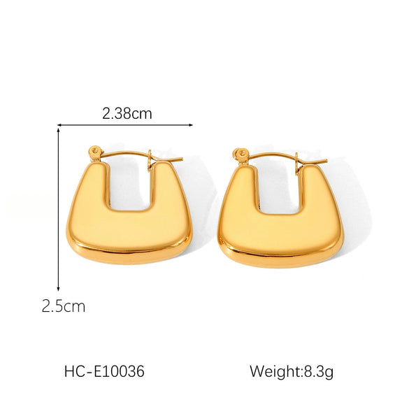 Wholesale Women's Stainless Steel Cshaped Hollow Geometric Earrings 18K Goldplated