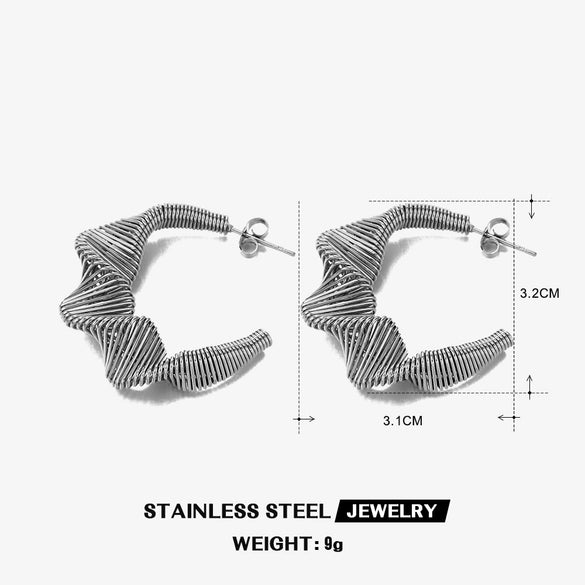 Wholesale Women's Stainless Steel Cshaped Spring Electroplated Geometric Earrings