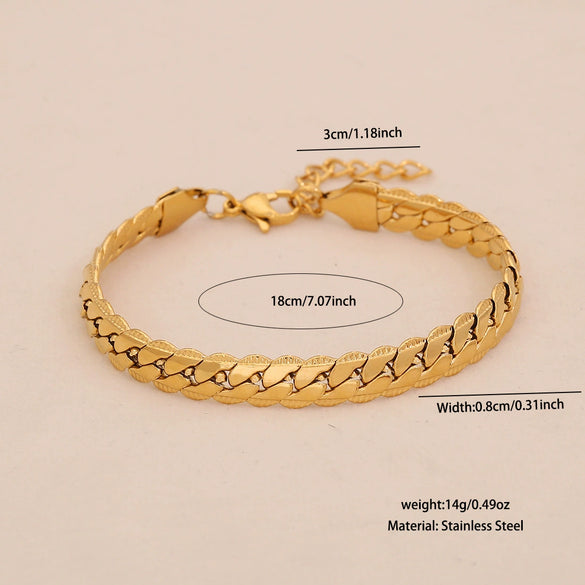 Wholesale Women's Stainless Steel Cuban Bracelet With Electroplating In Ins Style