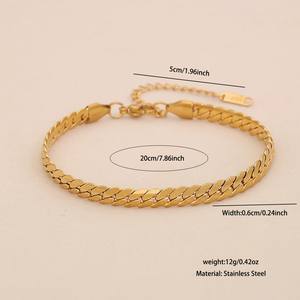 Wholesale Women's Stainless Steel Cuban Bracelet With Electroplating In Ins Style
