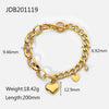 Wholesale Women's Stainless Steel Cuban Chain Oval Chain Double Love Small Round Zirconium Pendant Ot Buckle Bracelet With Heart Pattern 18K Gold Plated