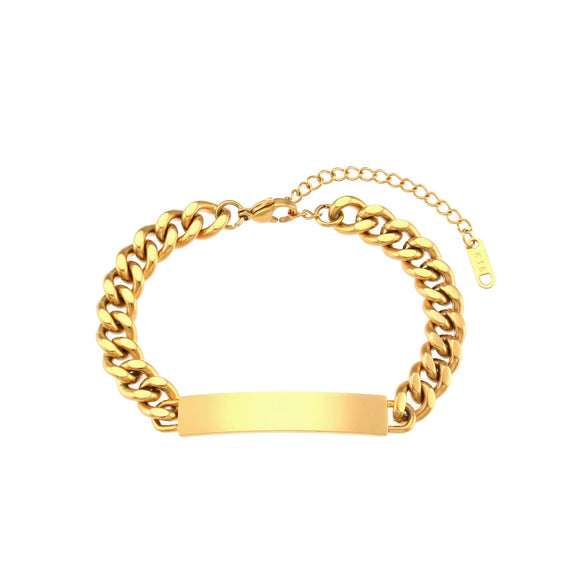 Wholesale Women's Stainless Steel Curved Hip Hop Exaggerated Geometric Cuban Chain Bracelet With Electroplating