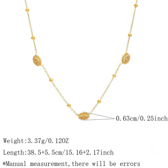 Wholesale Women's Stainless Steel Devil's Eye Full Diamond Necklace With Pvd Furnace Vacuum Real Gold Plating