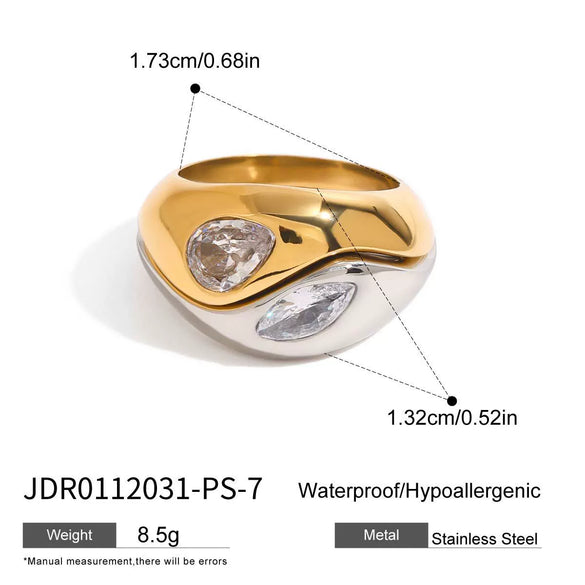 Wholesale Women's Stainless Steel Diamond Drop Shaped Electroplated Ring Jewelry