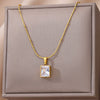 Wholesale Women's Stainless Steel Diamond Ochain Necklace With Electroplating Design