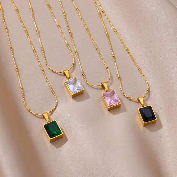 Wholesale Women's Stainless Steel Diamond Ochain Necklace With Electroplating Design
