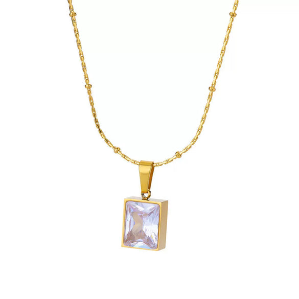 Wholesale Women's Stainless Steel Diamond Ochain Necklace With Electroplating Design