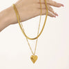 Wholesale Women's 316L Stainless Steel Double Clavicle Necklace With Water Ripple Blade Chain Love Pendant Geometric Pattern 18K Gold Pvd Plated Light Luxury Style