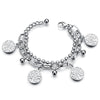 Wholesale Women's Stainless Steel Double Layer Tree Of Life Pendant Bracelet With Geometric Pattern