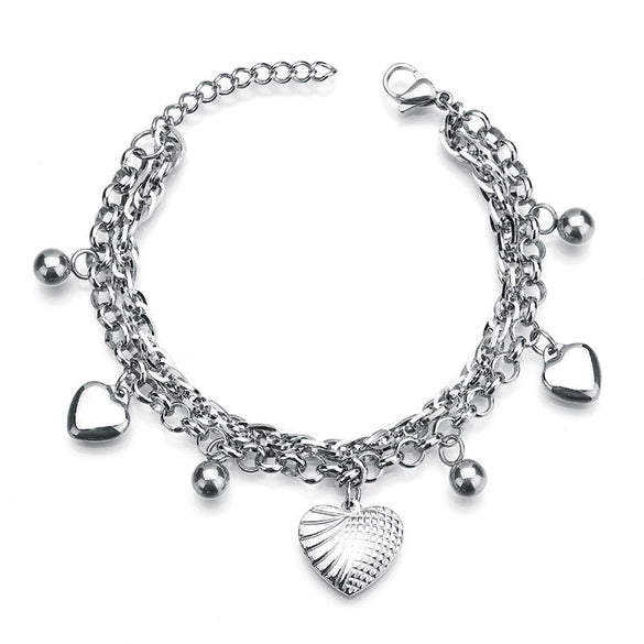 Wholesale Women's Stainless Steel Double Layer Tree Of Life Pendant Bracelet With Geometric Pattern