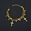 Wholesale Women's Stainless Steel Double Layer Tree Of Life Pendant Bracelet With Geometric Pattern