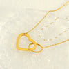 Wholesale Women's 316L Stainless Steel Double Pearl Necklace With Heart And Geometric Pattern Hollow Pendant And Electroplating Treatment