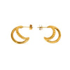 Wholesale Women's Stainless Steel Doublelayer Line Cshaped And Crescentshaped Earrings 18K Goldplated Light Luxury Geometric Style