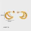 Wholesale Women's Stainless Steel Doublelayer Line Cshaped And Crescentshaped Earrings 18K Goldplated Light Luxury Geometric Style