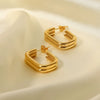 Wholesale Women's Stainless Steel Doublelayer Thick Circle Ushaped Opening Goldplated Geometric Earrings