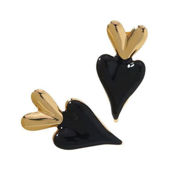 Wholesale Women's Stainless Steel Drip Oil Heartshaped Stud Earrings With Fairy Style