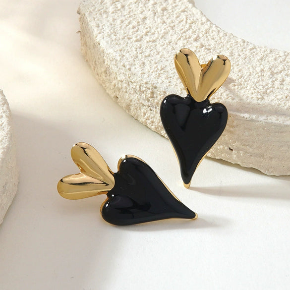 Wholesale Women's Stainless Steel Drip Oil Heartshaped Stud Earrings With Fairy Style