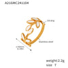 Wholesale Women's Stainless Steel Dripping Oil Leaves Drop Finger Ring With 18K Gold Plated Electroplating In Light Luxury Style
