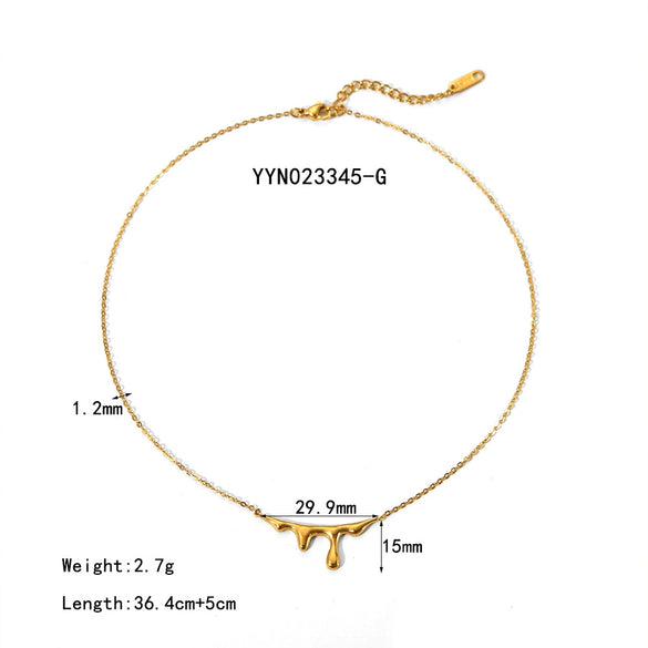 Wholesale Women's Stainless Steel Drop Shape Lava Water Drop Necklace With Vacuum Real Gold Electroplating In Pvd Furnace Light Luxury Clavicle Chain And Sweater Chain