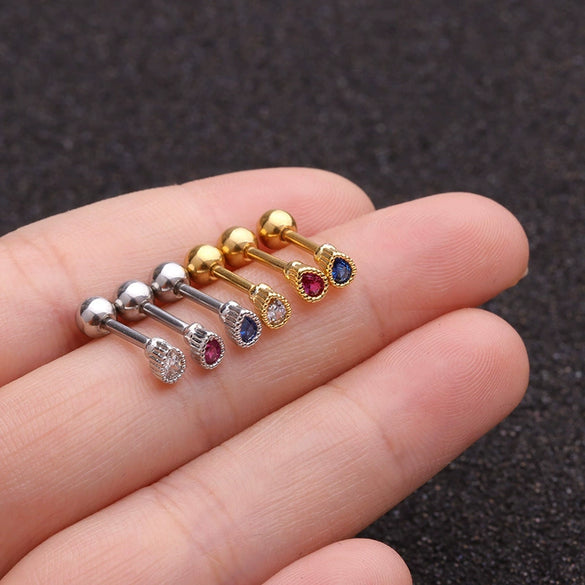 Wholesale Women's Stainless Steel Drop Shape Zircon Inlaid Ear Nails Jewelry