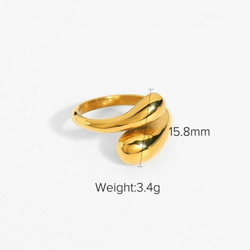 Wholesale Women's Stainless Steel Drop Shaped Geometric Open Ring Jewelry With Electroplating Treatment