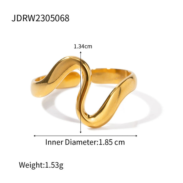 Wholesale Women's Stainless Steel Drop Shaped Geometric Open Ring Jewelry With Electroplating Treatment