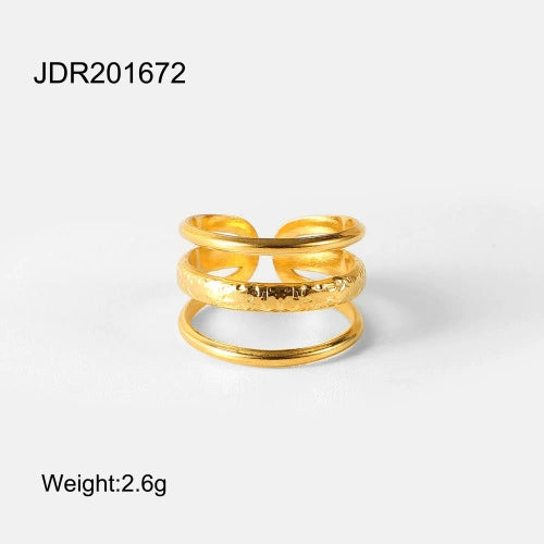 Wholesale Women's Stainless Steel Drop Shaped Geometric Open Ring Jewelry With Electroplating Treatment