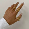 Wholesale Women's Stainless Steel Drop Shaped Geometric Open Ring Jewelry With Electroplating Treatment