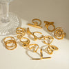 Wholesale Women's Stainless Steel Drop Shaped Geometric Open Ring Jewelry With Electroplating Treatment