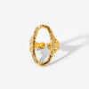 Wholesale Women's Stainless Steel Drop Shaped Geometric Open Ring Jewelry With Electroplating Treatment
