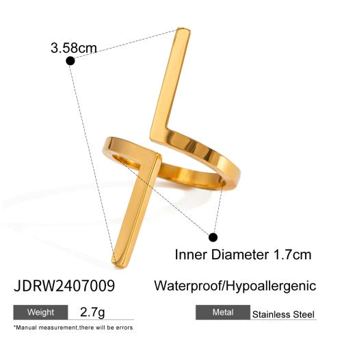Wholesale Women's Stainless Steel Drop Shaped Geometric Open Ring Jewelry With Electroplating Treatment