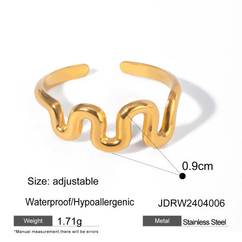 Wholesale Women's Stainless Steel Drop Shaped Geometric Open Ring Jewelry With Electroplating Treatment