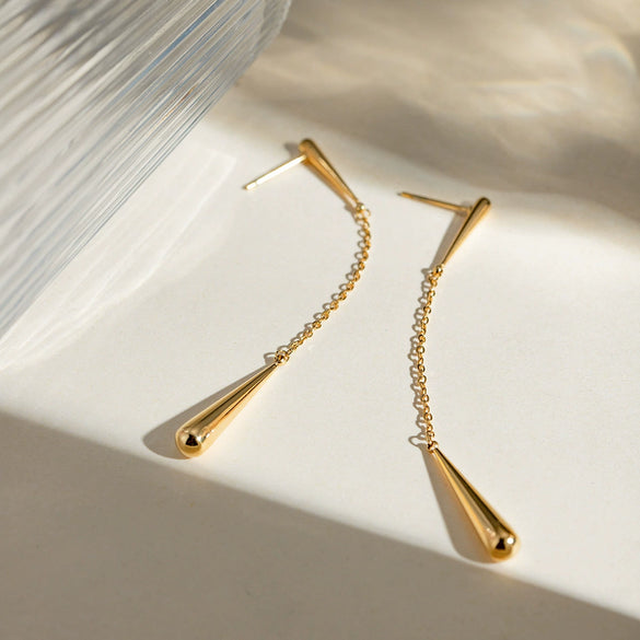 Wholesale Women's Stainless Steel Dropshaped Tassel Earrings Jewelry With Electroplating