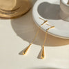 Wholesale Women's Stainless Steel Dropshaped Tassel Earrings Jewelry With Electroplating