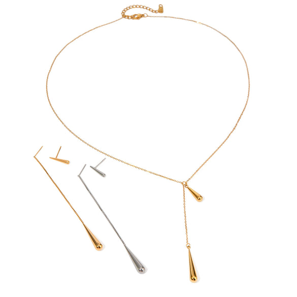 Wholesale Women's Stainless Steel Dropshaped Tassel Earrings Jewelry With Electroplating