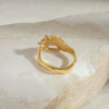 Wholesale Women's Stainless Steel Dropshaped Wave Zircon Ring With 18K Gold Electroplating French Retro And Minimalist Style