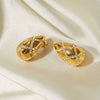 Wholesale Women's Stainless Steel Earrings With Diamond Lattice Inlay And Electroplating