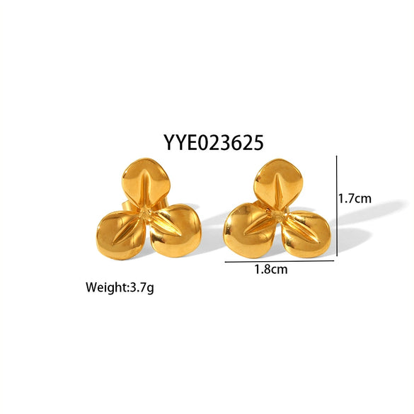 Wholesale Women's Stainless Steel Earrings With Flower Geometric Pattern Pvd Furnace Real Gold Electroplating