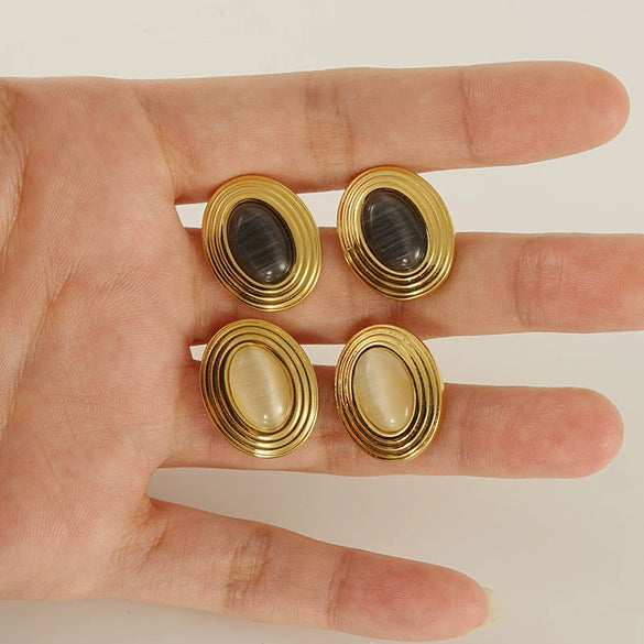 Wholesale Women's 316L Stainless Steel Earrings With Geometric Design And Electroplating Treatment