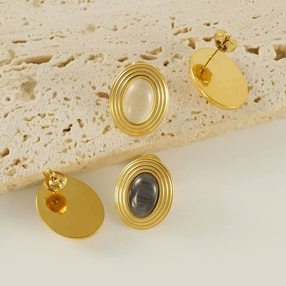 Wholesale Women's 316L Stainless Steel Earrings With Geometric Design And Electroplating Treatment