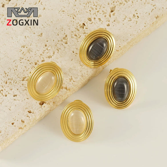 Wholesale Women's 316L Stainless Steel Earrings With Geometric Design And Electroplating Treatment