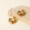 Wholesale Women's Stainless Steel Earrings With Geometric Pattern And Color Zircon 18K Gold Electroplated
