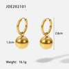 Wholesale Women's Stainless Steel Earrings With Gold Ball Pendant And Geometric Design Electroplated